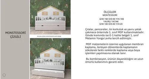 Montisori Çizgili Bebek Karyolası
